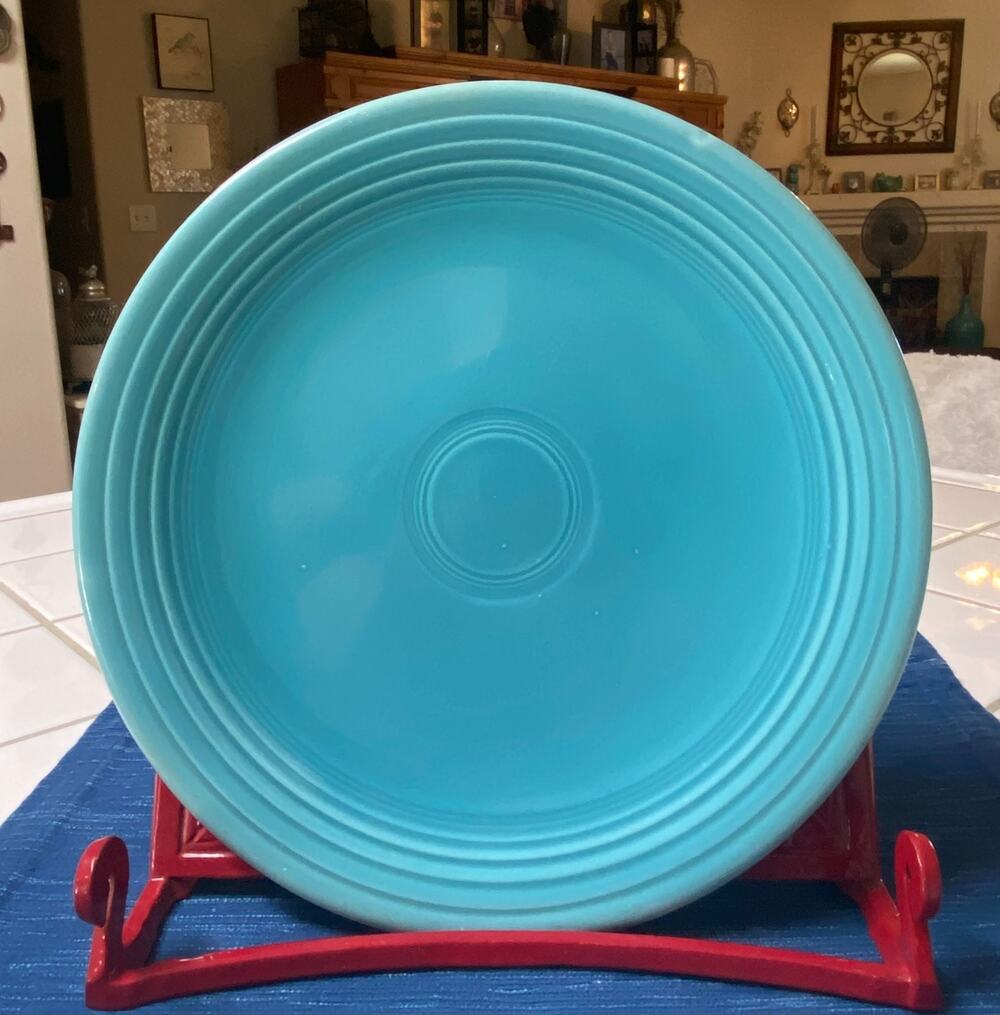 Vintage Fiesta Turquoise 13" Chop Plate Blue Platter READ 85B